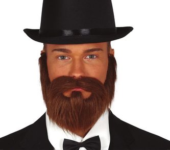 Hnědé vousy s knírem na gumě