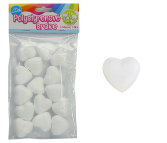 Polystyren - Srdce  35mm, 15ks LUMA