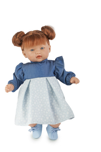 TYBER Paula zrzka v modrém plačící panenka s dudlíkem, vel. 45 cm