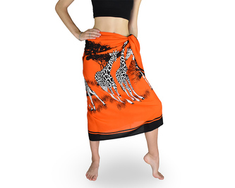 Sarong - Pareo ANIMAL, žirafa, oranžový