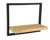 Dřevěná nástěnná police s kovovým rámem Mileson 30 x 36 cm