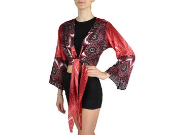 Bolerko SAURA, červená, paví pera