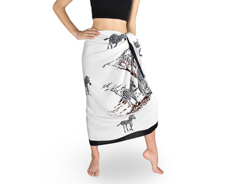 Sarong - Pareo ANIMAL, zebra, bílý