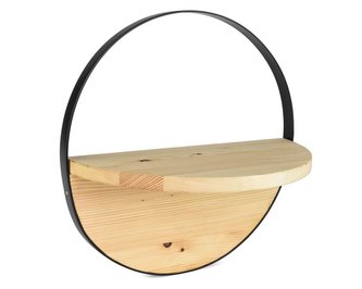 Dřevěná nástěnná police s kovovým rámem Victor 42 cm