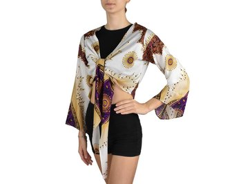 Bolerko SAURA, bílé, slunce s pavími pery, zlatofialové ornamenty