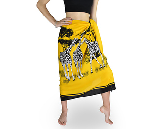 Sarong - Pareo ANIMAL, žirafa, žlutý