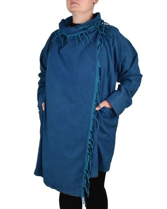 Kardigan TIDA, modrý, světle modré třásně Kardigan TIDA, modrý, světle modré třásně