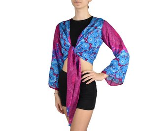 Bolerko SAURA, růžová, včelí plástve, světle modré