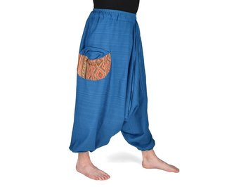 Harémové kalhoty aladin WUAR, modré, úzká pasovka