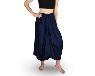 Sukně dlouhá YANI s kapsami, jednobarevná, tmavě modrá