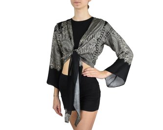 Bolerko SAURA, černá, mandaly, béžová