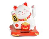 Kočka štěstí bílá mávající solární 9 x 10 x 10,5 cm