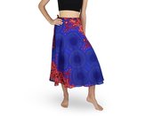 Zavinovací sukně NORIO, modrá, červené květy