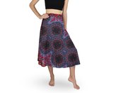 Zavinovací sukně NORIO, šedomodrá, červené květy