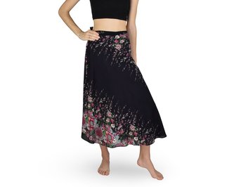 Zavinovací sukně NORIO, černá, květiny
