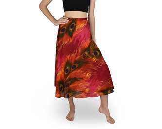 Zavinovací sukně NORIO, červená batika, paví oka