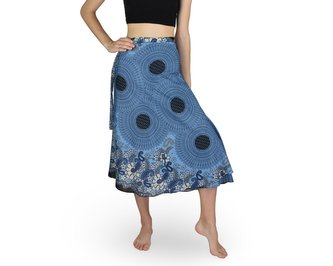 Zavinovací sukně NORIO, světle modrá, květiny