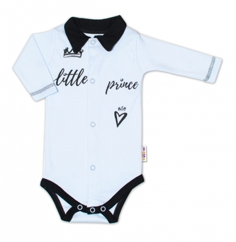 Baby Nellys Body dlouhý rukáv s límečkem, vel. 62, modré Little Prince; 62 (2-3m)