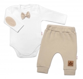 2-dílná kojenecká sada,body dl.rukáv s motýlkem,tepláčky Honzík,béžova,vel. 68; 68 (3-6m)