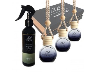 Dárková sada 3 for HIM  - Parfém do bytu/auta inspir. Bottled 200 ml - 3 x Vůně do auta inspir. Bottled, One Million a Sauvage  10 ml