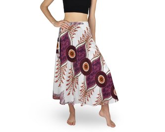 Zavinovací sukně NORIO, bílá, vínové kruhy