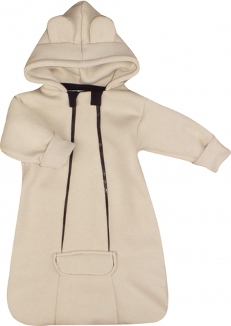 Mikinový overal/spací vak Kazum s kapucí, béžový, vel. 68/74; 68/74 (6-9m)