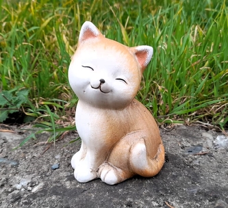 Kočka keramika hnědá sedící