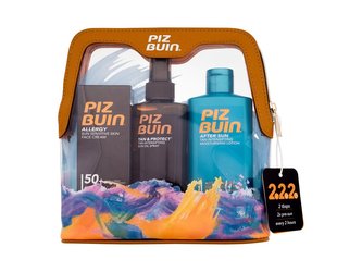 PIZ BUIN Travel Bag pleťový krém na opalování Allergy Sun Sensitive Skin Face Cream SPF50 50 ml + tělový sprej na opalování Tan & Protect Tan Intensifying Sun Oil Spray SPF30 150 ml + tělové mléko po opalování After Sun Tan Intensifying Moisturising Lotio