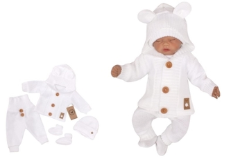 Z&Z 4-dílná kojenecká soupravička, kabátek, tepláčky, čepička a botičky - bílá, vel. 68; 68 (3-6m)