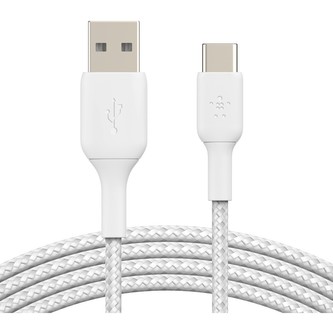 Belkin BOOST Charge Braided USB-C/USB-A odolný kabel, 3m, bílý