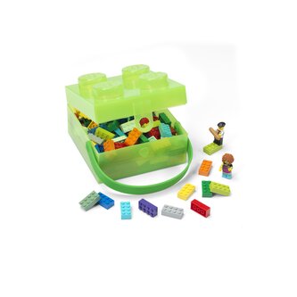 LEGO box s rukojetí - průsvitná zelená