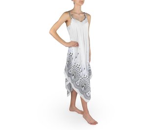 Dámské šaty IRADA, velcí pávi, bílé, II. jakost