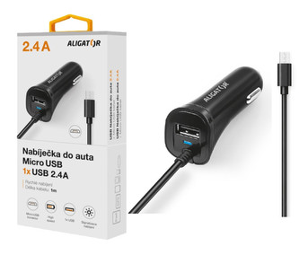 CL ALIGATOR microUSB s USB výstupem, 2,4A černá