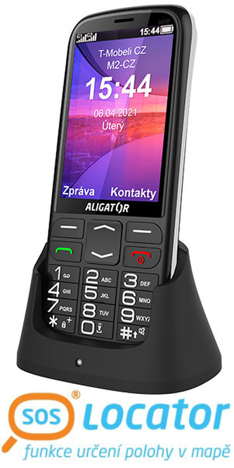 ALIGATOR A830 Senior černý + stolní nabíječka ALIGATOR A830 Senior černý + stolní nabíječka