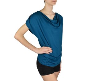 Dámská halenka REN s nařaseným výstřihem, tyrkysově modrá