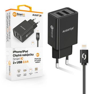 CD ALI iPhone/iPad 2xUSB výst.2,4A, smart IC,černá