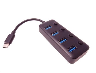 PREMIUMCORD 5G SuperSpeed USB Hub Type C na 4x USB 3.1 A Gen1, vypínače portů