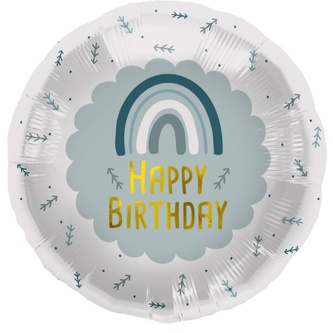 Foliový balonek Happy Birthday - modrá duha 45 cm