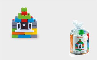 Klocki budowlane Cegła Junior 40 elementów Okna + Drzwi