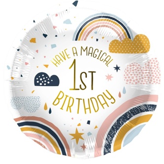 Foliový balonek 1st Birthday - duha 45 cm
