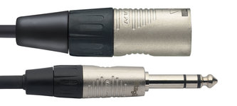 Stagg NAC1PSXMR, XLR samec - Jack 6,3 mm samec stereo, délka 1 m