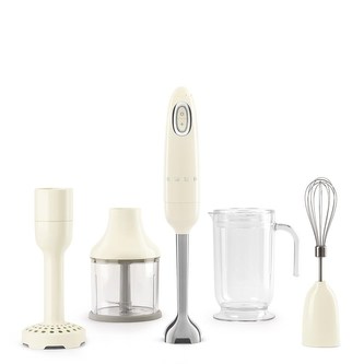 Smeg HBF22CREU tyčový mixér s příslušenstvím, 700 W, 14850 RPM, turbo, 50's Style, protiskluzová rukojeť, krémový Smeg HBF22CREU tyčový mixér s příslušenstvím, 700 W, 14850 RPM, turbo, 50's Style, protiskluzová rukojeť, krémový