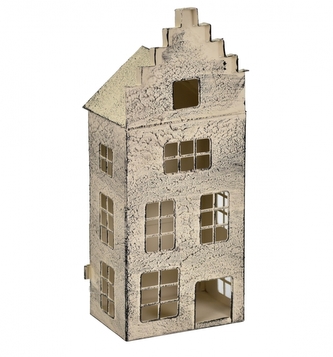 Kovový svícen domek hnědý 33x13x9 cm