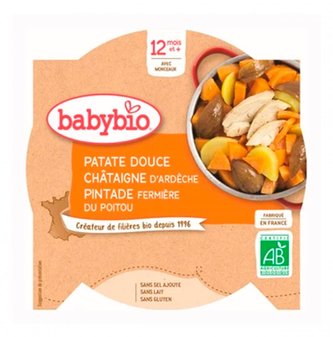 BABYBIO - denní svačinka ze sladkých brambor s kaštanovým pyré a farmářskou perličkou 230 g