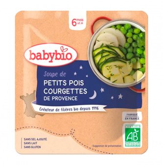 BABYBIO - večerní kapsička hrášková polévka s cuketou 190 g