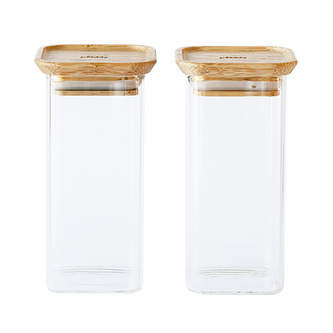 PKV-048 Set 2ks skleněných dóz, čtverec