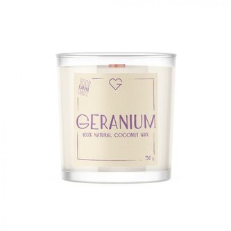 Svíčka s dřevěným praskajícím knotem – Geranium 50 g