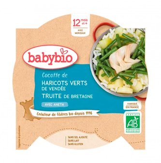 BABYBIO - denní svačinka se zeleninou se pstruhem a špetkou kopru 230 g