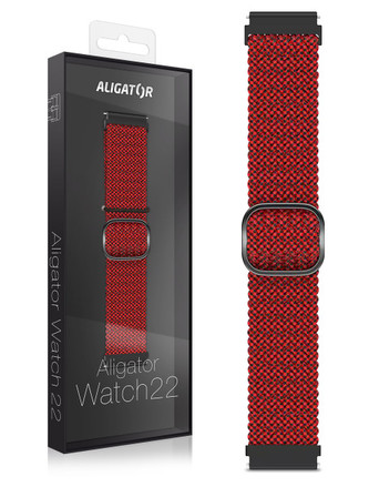 Řemínek textilní Aligator 22mm, černo-vínový
