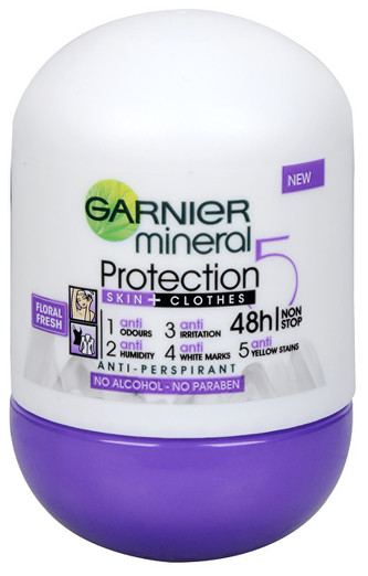 Garnier Minerální antiperspirant 5 Protection Floral Fresh 48h Roll-on pro ženy 50 ml woman